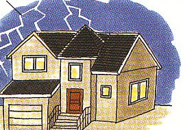 a house during a thunderstorm