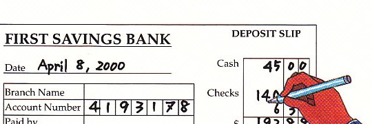 deposit slip close-up