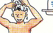 washing hair with shampoo