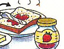 spreading butter and jam on the toast