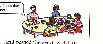 passing the serving dish to Kate