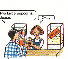 buying popcorn at snack counter