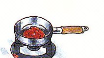 meat browned, burner off