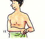 wrapping towel around himself