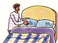 laying the pillows at the head of the bed