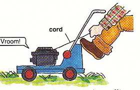 starting the mower by pulling the cord