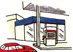 pulling into a gas station