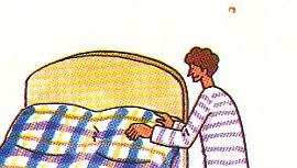 smoothing out the bedspread