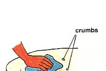 wiping the table off