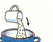 pouring rice into a pot