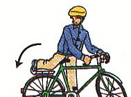 swinging a leg over the bike