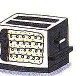hot wires toasting the bread inside the toaster