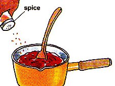 stirring with spices