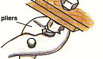 holding the nut with a pair of pliers