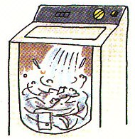 the machine washing the laundry