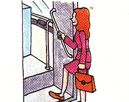 Jenny getting on the bus