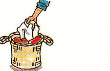 taking the laundry out of the basket