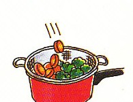 putting vegetables in the basket