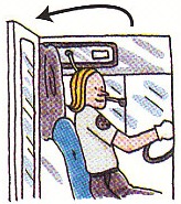 the driver opening the door
