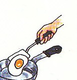 flipping the egg over with a spatula