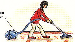 vacuuming the carpet
