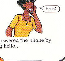 answering by saying hello
