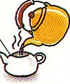 pouring hot water into a teapot
