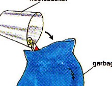 emptying wastebaskets into a garbage bag