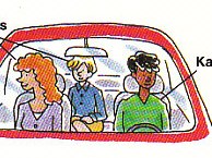 Kate and her friends sitting in the car