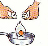 cracking an egg into the pan