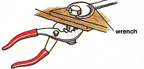 tightening the bolt with a wrench