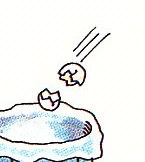 throwing the egg shell into the garbage