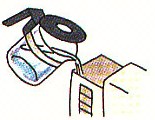 pouring water into the coffee maker