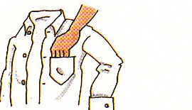 checking the pockets of pants and shirts