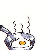 the egg frying in the pan