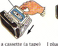 putting a cassette into the player