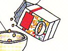 pouring cereal from the box into the bowl