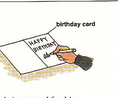 signing birthday card