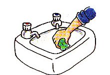 cleaning the sink