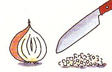 dicing an onion
