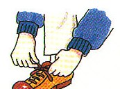 putting on shoes and tying them