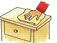 dusting the furniture