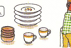 stacking up dirty dishes