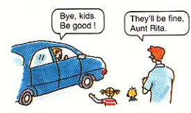 aunt and uncle dropping the children off
