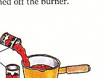 heating tomato sauce in a saucepan