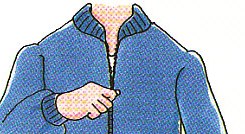 zipping up the jacket