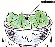draining lettuce in a colander