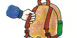 picking up his backpack