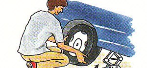 putting the spare on the wheel