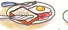 Dan eating an egg with bacon and toast